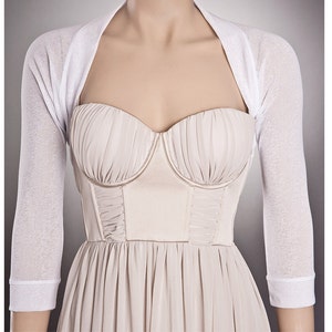 MARBLE boda BOLERO en blanco con 3/4 mangas cualquier LENGHT, bolero de boda blanco, bolero de boda de la boda, bolero de la boda personalizada