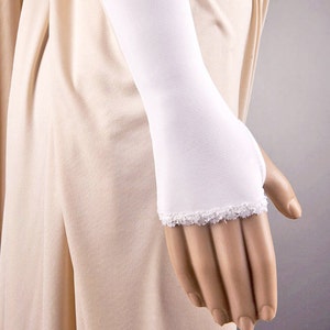 2 COLORS LONG Wedding Fingerless Gloves,Long Wedding Gloves,Fingerless Wedding Gloves,White Wedding Gloves,Ivory Wedding Gloves, Long Gloves image 3