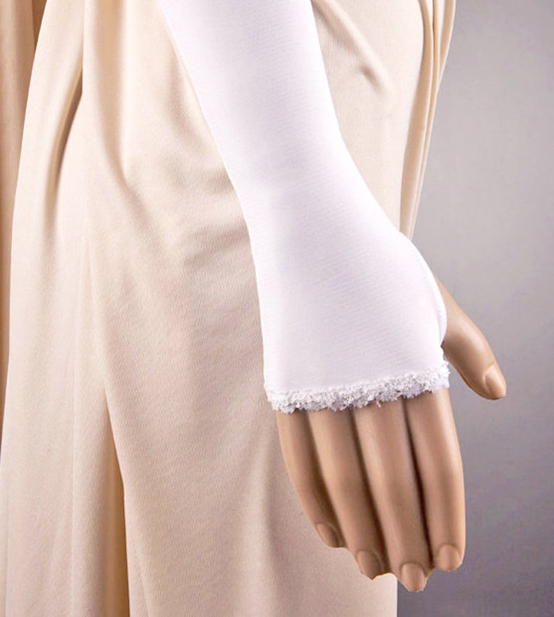 2 COLORS LONG Wedding Fingerless Gloves,Long Wedding Gloves,Fingerless Wedding Gloves,White Wedding Gloves,Ivory Wedding Gloves, Long Gloves image 3
