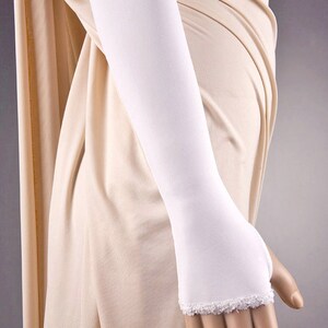 2 COLORS LONG Wedding Fingerless Gloves,Long Wedding Gloves,Fingerless Wedding Gloves,White Wedding Gloves,Ivory Wedding Gloves, Long Gloves image 2