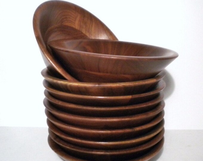 Vintage Walnut Salad Bowls by Vermillion Inc Set of 10 Etsy