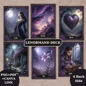 Tarot Deck Lenormand 36 Card, Printable Tarot cards, printable oracle deck, Unique tarot deck, Tarot PNG, Digital Download, Tarot Deck