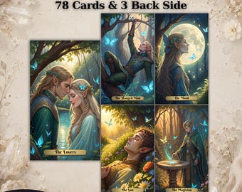 Elven Tarot Deck, Printable Tarot Card, Digital Download, Fortune Reading Supply