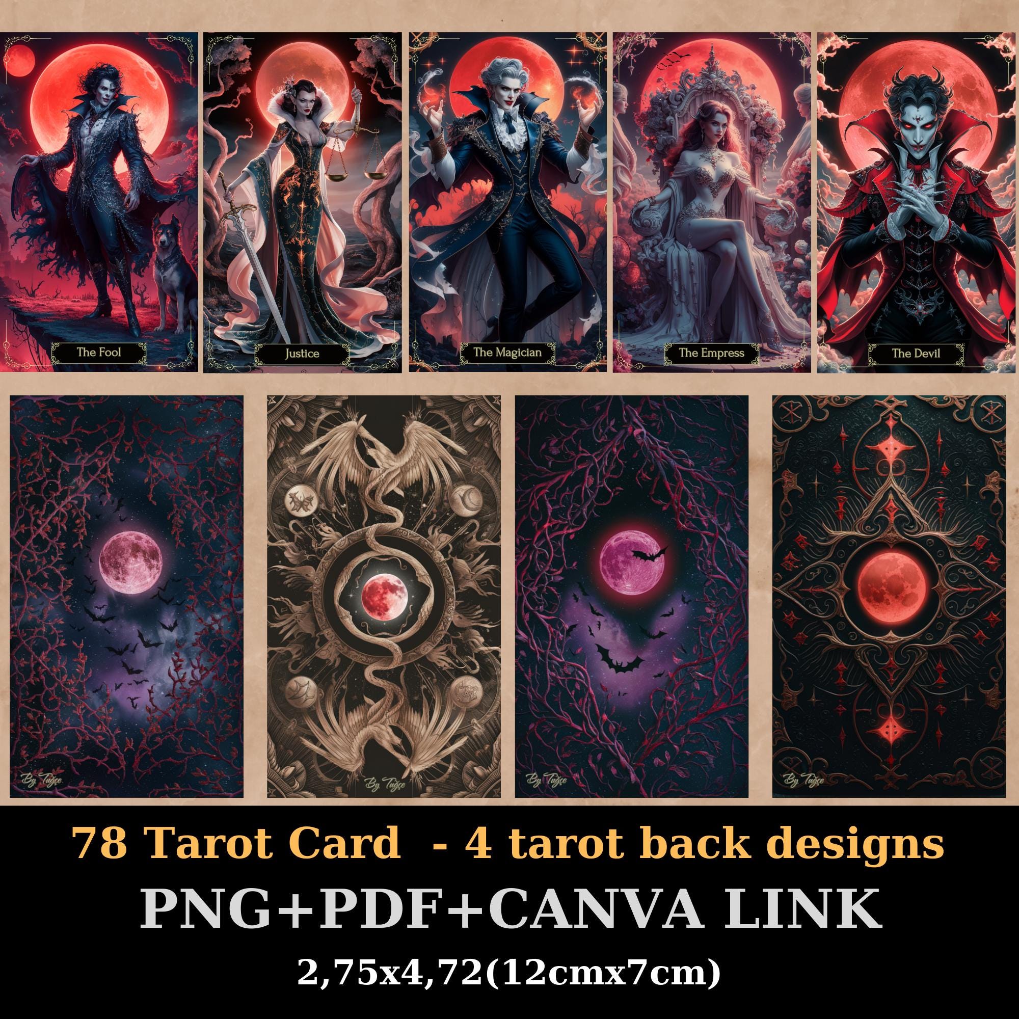 78 Cards Printable Tarot Deck, Digital Cards Deck, Unique Tarot Deck ...