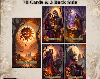 Halloween Tarot Deck, Tarot Card, Printable Fortune Telling (Digital Download)