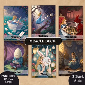 Talia Tarota Wonderland, Talia Kart Tarota Oracle Lenormand, Karty Tarota do Wydruku, Unikalna Talia Tarota, Tarot PNG, Pobieranie Cyfrowe, Talia Tarota