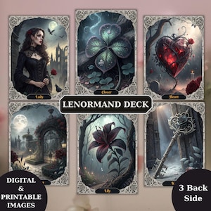 Jeu de tarot Lenormand 36, cartes de tarot imprimables, jeu oracle imprimable, jeu de tarot unique, Tarot PNG, téléchargement numérique, jeu de tarot