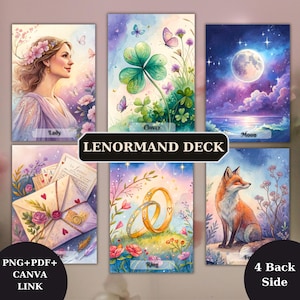 Lenormand Tarot 36 Cards Deck, Printable Tarot cards, printable oracle deck, Unique tarot deck, Tarot PNG, Digital Download, Tarot Deck
