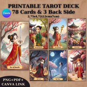 78 Cards Tarot Deck, Tarot Cards, Printable Tarot Deck Design, Unique Tarot Deck, Digital Cards Deck, Fortune Reading Supply,png,pdf