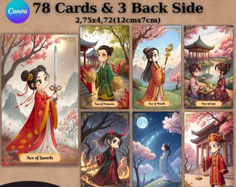 78 Cards Tarot Deck, Tarot Cards, Printable Tarot Deck Design, Unique Tarot Deck, Digital Cards Deck