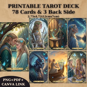 78 jeu de tarot imprimable, jeu de tarot unique, jeu de cartes numériques, fournitures de lecture de fortune