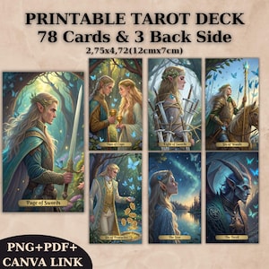 78 Tarot Deck, Printable Elven Tarot Cards Deck Design, Unique Tarot Deck, Digital Cards Deck, Fortune Reading Supply, pdf, png
