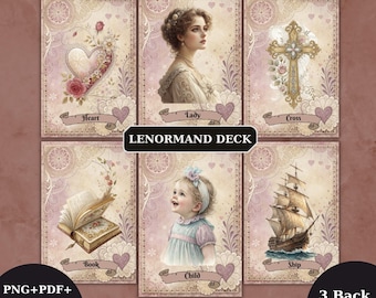 Mazzo di tarocchi Lenormand vittoriani, carte dei tarocchi stampabili (download digitale, PNG e PDF)