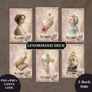 Tarot deck lenormand 36 card, Printable tarot cards, printable oracle deck, Unique tarot deck, Tarot png, Digital download, Tarot Deck
