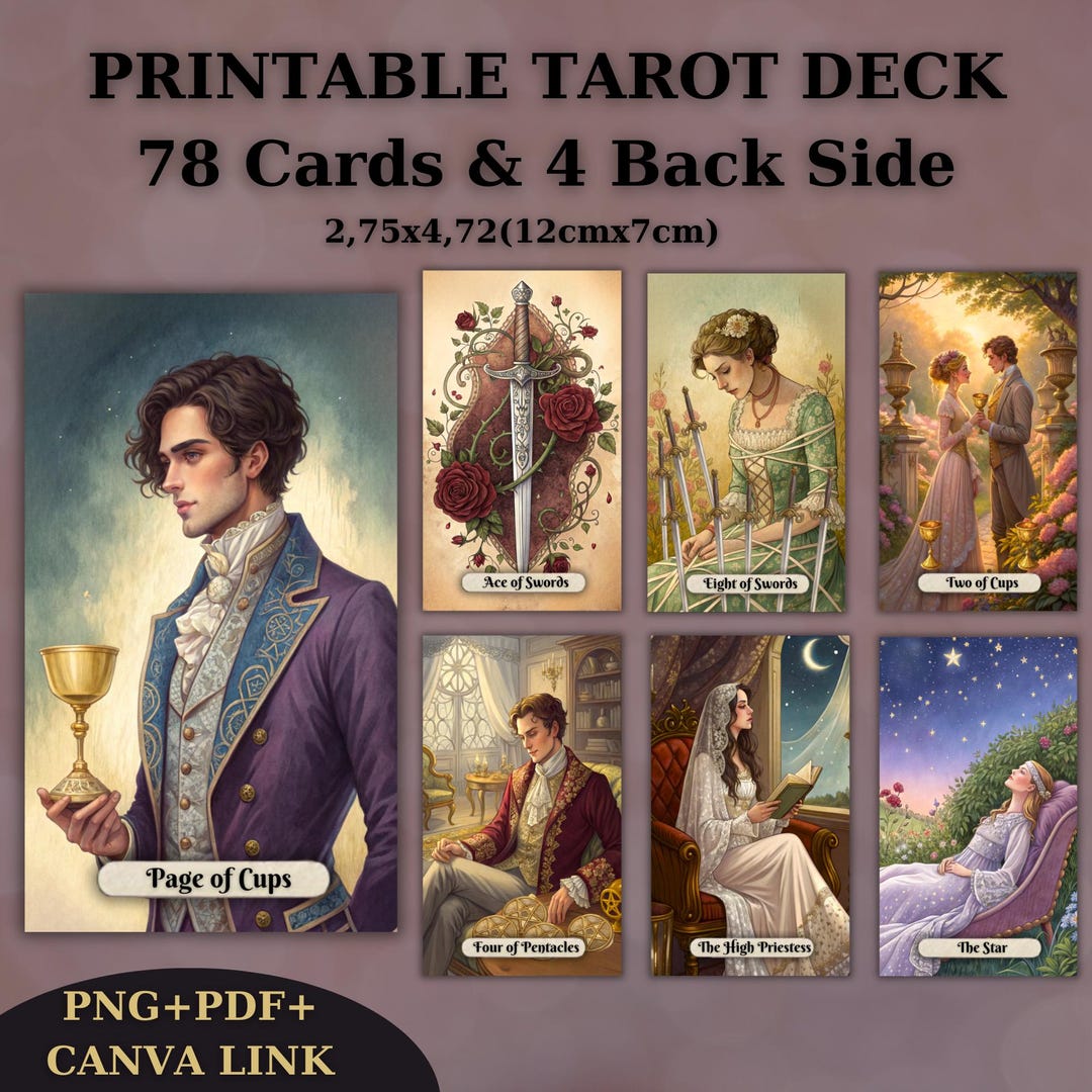 Printable Tarot Deck, 78 Cards, Digital Cards Deck, Unique Tarot Deck ...