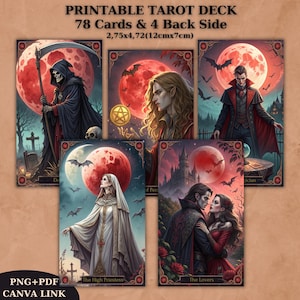 Baraja de Tarot Imprimible, Baraja de Tarot Única, Baraja de Cartas Digitales, Artículos para la Lectura de la Fortuna, Baraja de Cartas Digitales