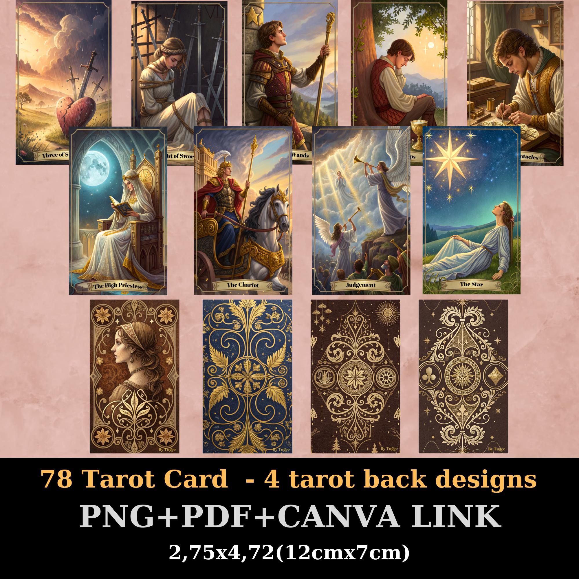 78 Cards Tarot Deck, Tarot Cards, Printable Tarot Deck Design, Unique ...