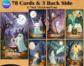 Kawaii Halloween Digital Tarot Deck, Printable Cards
