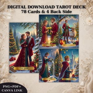 Christmas Tarot Deck, Printable Tarot Cards, Unique Tarot Deck, Digital Download