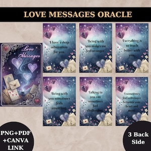 Love Oracle Tarot Deck, liefdesberichten, afdrukbaar tarotdeck, uniek tarotdeck, dek digitale kaarten, Fortune Reading Supply, png, pdf