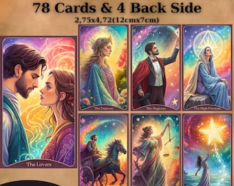 Printable Tarot Deck, Digital Cards Deck, Tarot Cards