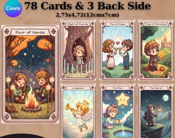 78 Cards Pixel Theme Tarot Deck, Tarot Cards, Printable Tarot Deck Design, Unique Tarot Deck, Digital Cards Deck,Fortune Reading Supply