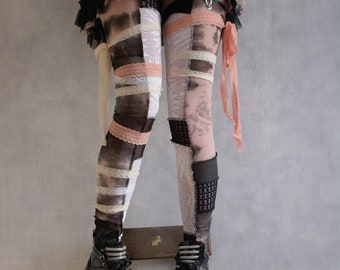 GraveBallet (One Size) Patchwork Footless Thigh High Stockings Monster Zombie Mummy