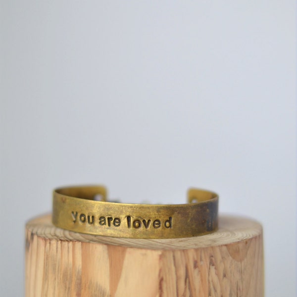 you are loved CUFF/bracelet with lobster clasp closure