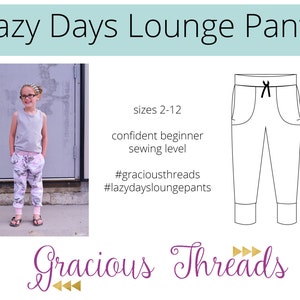 Lazy Days Lounge Pants pdf sewing pattern 2T-12