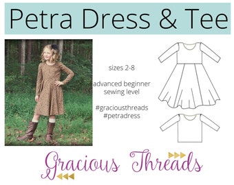 Petra Dress and Tee PDF sewing pattern 2T-8