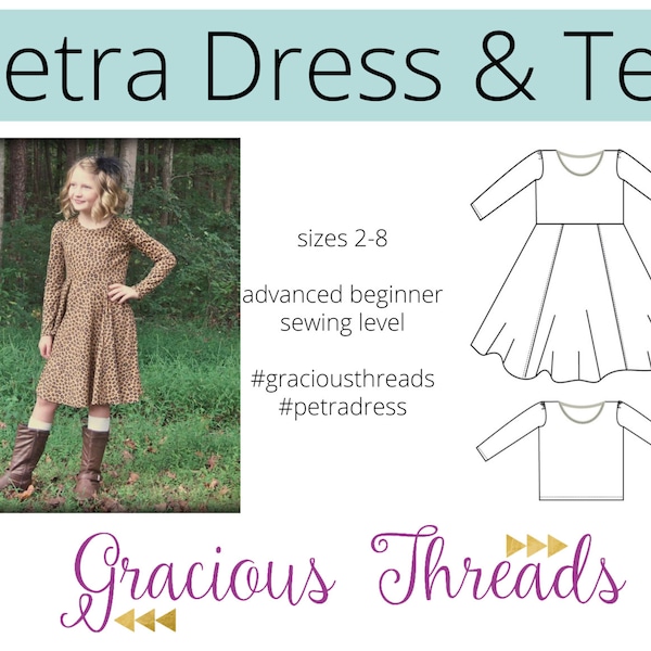 Petra Dress and Tee PDF sewing pattern 2T-8