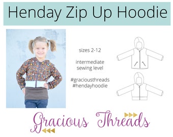 Henday Zip Up Hoodie pdf sewing pattern 2T-12