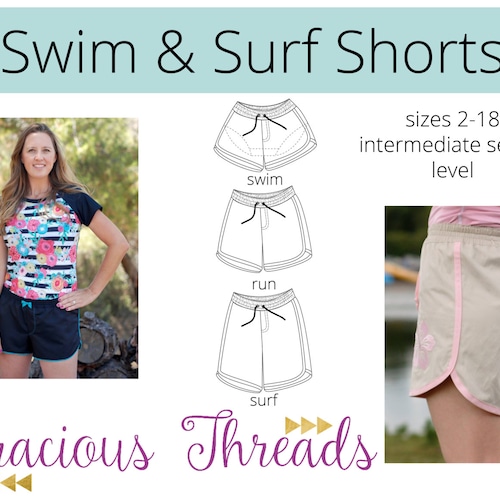 Women's Swim and Surf Shorts PDF Pattern 2-18 - Etsy Ireland