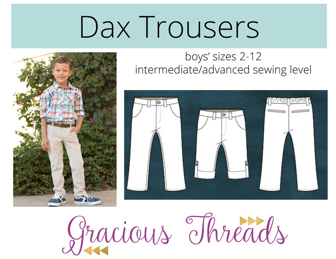 Dax Trousers Pdf Sewing Pattern 2t-12 - Etsy