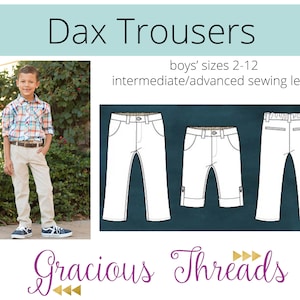 Dax Trousers pdf sewing pattern 2t-12 image 1