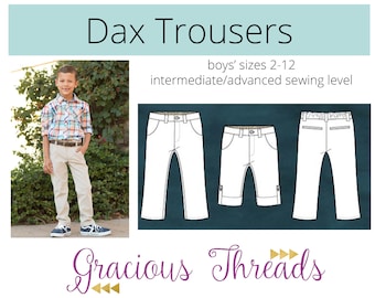 Dax Trousers pdf sewing pattern 2t-12