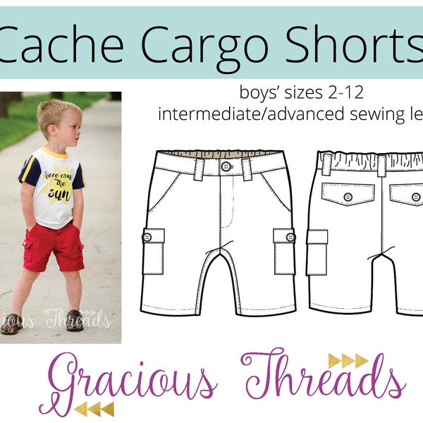 Cache Cargo Shorts pdf sewing pattern 2t-12