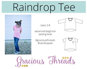 Raindrop Tee PDF sewing pattern 2T-8