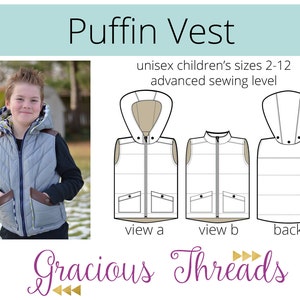 Puffin Vest 2t-12 Pdf sewing pattern