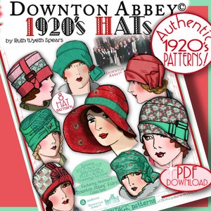 DOWNTON Abbey HAT Pattern 1920 Pdf Booklet Andover Pdf 2014-15 Ed. - Vintage 1920's Flapper Cloche Turban Brim Sew Make