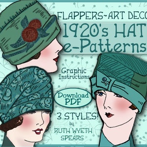 Vintage Hat Patten 1920's Flapper  CLOCHE Turban e-Patterns PDF (Marjorie Set)