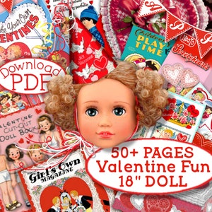 AG Doll VALENTINE Fun Stuff PRINTABLES  over 50 pages of Craft things to do with your 18" to 20" Doll PaperDolls Valentines Tiny Magazines