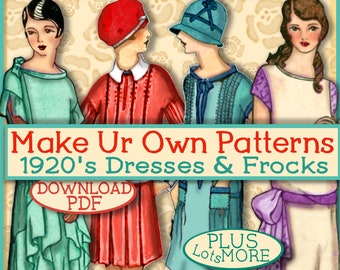 Sew 1920s Frocks - Easy - Make your own Dress Patterns and MORE -THINK Downton Abbey - PDF e-Booklet -Easy Ways to Pretty Frocks