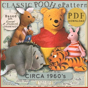 WINNIE the POOH Vintage PDF pattern Sew Make Stuff Pooh Tigger Roo Piglet Eeyore epattern download