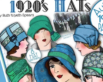 Downton Abbey Hut-Schnittmuster der 1920er Jahre: Erstellen Sie Ihre eigenen Schnittmuster (PDF, 8 Modelle mit Schritt-für-Schritt-Anleitung) – Sofort-Download – Glockenturban nähen