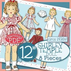 Make your 12" SHIRLEY Temple a whole new 1930s WARDROBE 6 Outfits epattern Pdf Coat Hat Dress Gown Slip Panties Nightgown