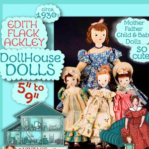 Make DOLLS Wired for Dollhouse 1930's Edith Flack Ackley Vintage E-Pattern PDF Download Efa  Posable doll 9" mother 5" baby