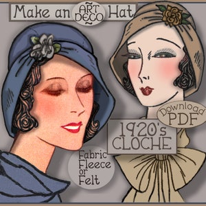 Naai een CLOCHE Hat Vintage ePattern uit de jaren 1920 ~ Flower Trim ~ Downton Gatsby Flapper PDF