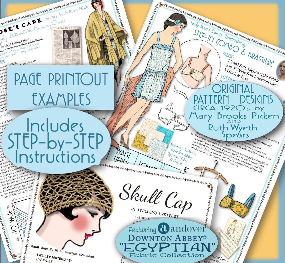 Flapper Patterns 20's Flapper PATTERNS Downton Abbey EGYPTIAN Andover's Fabric Pdf ...