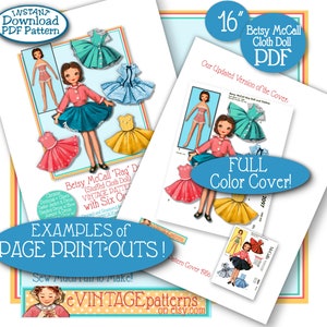 Pu&ograve; includere: Un modello vintage di bambola di stoffa Betsy McCall da 40,6 cm con sei abiti. Il modello include una copertina a colori e esempi di stampe di pagina. Il modello &egrave; disponibile per il download immediato in formato PDF.